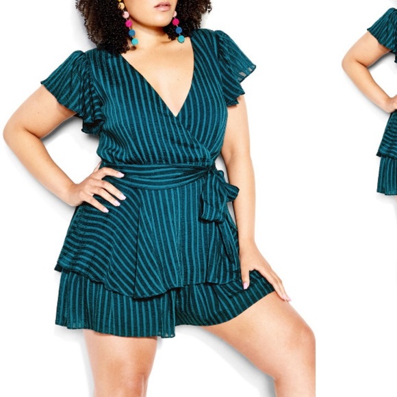City Chic Teal First Date Playsuit Romper NWT - Picture 1 of 7